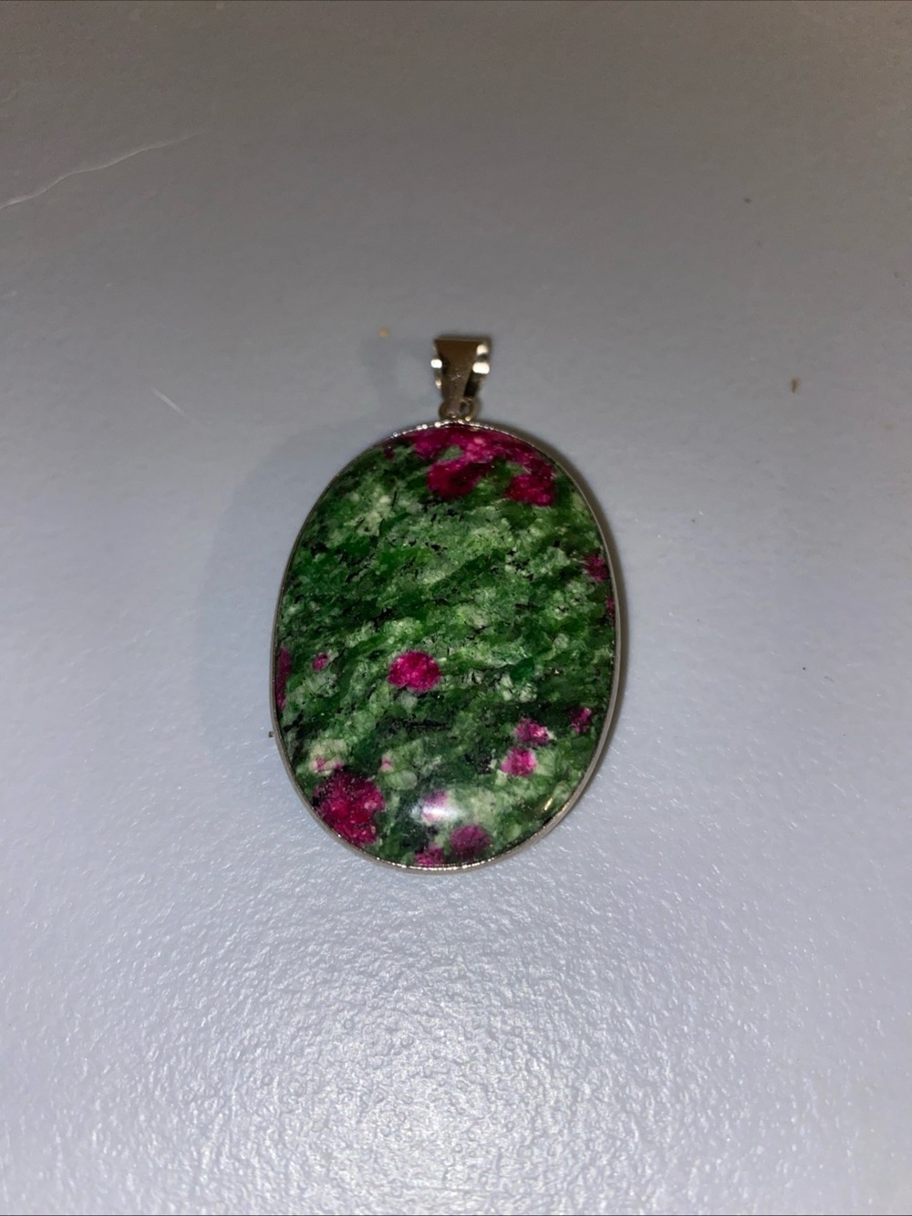 Large Ruby and Zoisite Oval Pendant